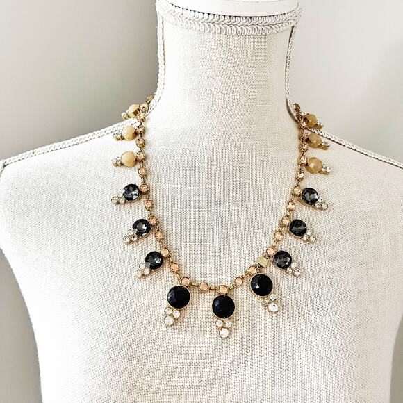 Ann Taylor Gray & Blush Stone Crystal Statement Necklace - Picture 1 of 8